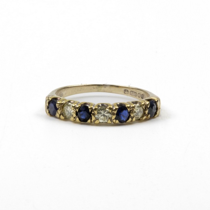 18ct Yellow Gold 0.24ct Diamond and 0.24ct Sapphire Band Ring, Size N½, 3.1g. Colour G-H, Clarity VS.  Auction Guide: £500-£700 (VAT Only Payable on Buyers Premium)