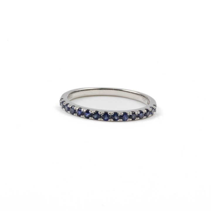 18ct White Gold 0.43ct Blue Sapphire Half Eternity Ring, Size L½, 2g.  Auction Guide: £300-£400