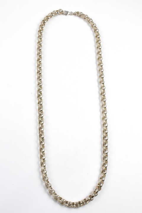 Silver Clear Stone Belcher Chain, 66cm, 67g (VAT Only Payable on Buyers Premium)