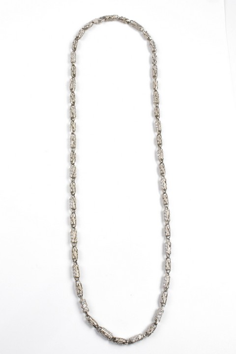 Silver Clear Stone Bullet Link Chain, 74cm, 60.6g (VAT Only Payable on Buyers Premium)