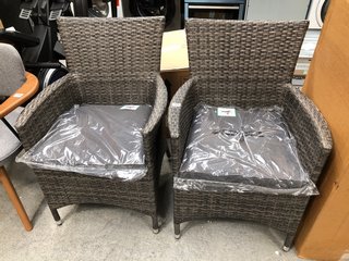 JOHN LEWIS & PARTNERS ALORA GARDEN DINING CHAIRS, SET OF 2, BROWN/GREY - RRP £249: LOCATION - A2