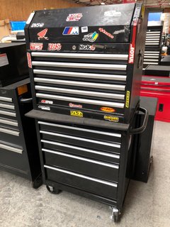 5 DRAWER WHEELED TOOL BOX TO INCLUDE 6 DRAWER TOOLBOX WITH GAS LIFT LID IN BLACK: LOCATION - B6