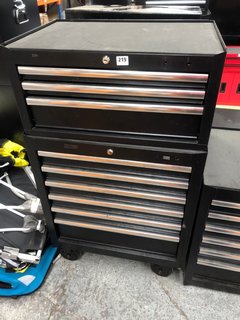 6 DRAWER WHEELED TOOLBOX TO INCLUDE 3 DRAW TOOLBOX IN BLACK: LOCATION - B6