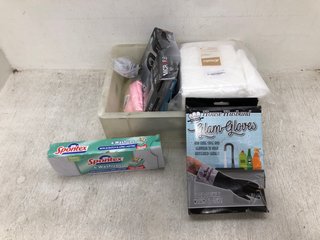 QTY OF ASSORTED ITEMS TO INCLUDE HOUSE HUSBAND GLAM GLOVES: LOCATION - E15