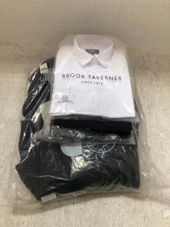 QTY OF ASSORTED MENS CLOTHING TO INCLUDE BROOK TAVERNER SELENE LONG SLEEVED SHIRT IN WHITE SIZE: 42'': LOCATION - H2