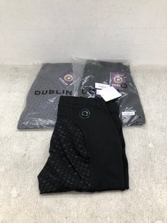 QTY OF ASSORTED DUBLIN WOMENS EQUESTRIAN RIDING CLOTHES IN BLACK IN VARIOUS SIZES: LOCATION - E13
