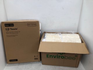 2 X ASSORTED ITEMS TO INCLUDE BOX OF ENVIROBEE 7 X 5'' BAGASSE FOOD BOXES: LOCATION - E11