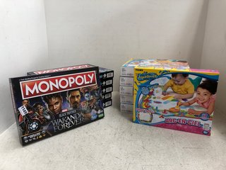 QTY OF ASSORTED CHILDRENS TOYS TO INCLUDE 6 X 'BLACK PANTHER: WAKANDA FOREVER' THEMED MONOPOLY BOARDS: LOCATION - H11