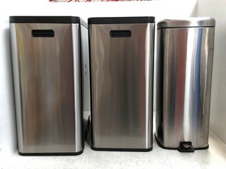 3 X ASSORTED JOHN LEWIS AND PARTNERS STAINLESS STEEL BINS: LOCATION - H12