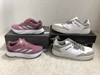 2 X ASSORTED TRAINERS TO INCLUDE WOMENS ADIDAS DURAMO SL LACE UP RUNNING TRAINERS IN PINK UK SIZE 4: LOCATION - H14