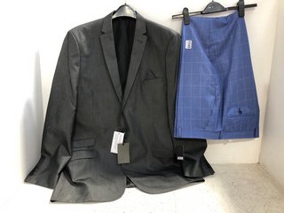 WILLIAM & BROWN MENS FORMAL SUIT JACKET IN DARK GREY SIZE: 48L'' TO INCLUDE JACAMO MENS FORMAL SUIT TROUSERS IN BLUE SIZE: 40R'': LOCATION - H16