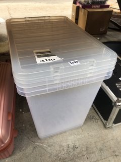 PACK OF LARGE CLEAR PLASTIC STORAGE BOXES WITH LIDS: LOCATION - E10