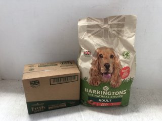 2 X ASSORTED PET FOOD ITEMS TO INCLUDE 2 X HARRINGTONS TURKEY LOW FAT SNACKS WITH TURKEY BB: 06/25: LOCATION - H4