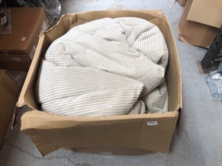 LARGE RIBBED BEANBAG IN LIGHT BROWN: LOCATION - H8