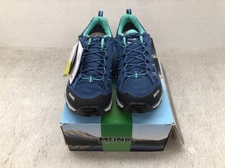 MEINDL GORE - TEX MESH OUTDOOR TRAINERS IN BLUE SIZE: 7.5 RRP - £130: LOCATION - E1