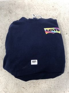 LEVIS LOGO PRINT HOODIE IN NAVY SIZE: L: LOCATION - G1