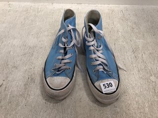 CONVERSE LOGO PRINT CANVAS HIGH TOPS IN LIGHT BLUE SIZE: 5: LOCATION - F1