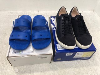 2 X ASSORTED SHOES TO INCLUDE BIRKENSTOCK MENS BRAIDED CANVAS LACE UP SHOES IN NAVY SIZE: 41 EU: LOCATION - F4