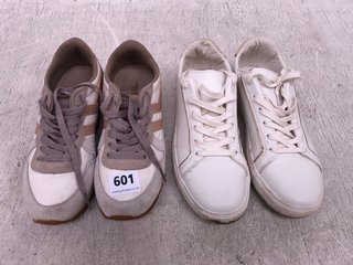 2 X ASSORTED SHOES TO INCLUDE LA REDOUTE LEATHER LACE UP TRAINERS IN WHITE (NOT SIZED): LOCATION - F5