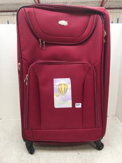 BIG EXPRESS 32'' LARGE SOFT SHELL TRAVEL SUITCASE IN DARK RED: LOCATION - F5
