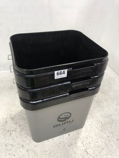 3 X GURU PLASTIC BOXES WITH METAL HANDLES: LOCATION - F7