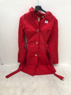 MICHAEL KORS WOMENS BELTED BUTTON UP SHORT TRENCH COAT IN RED SIZE: S: LOCATION - F8