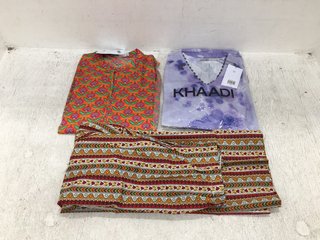 QTY OF ASSORTED WOMENS CLOTHING TO INCLUDE KHAADI PATTERNED V NECK DRESS IN RED MULTI SIZE: 10: LOCATION - F11