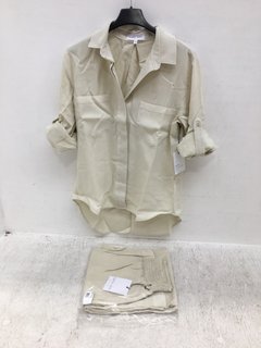 BELLA DAHL WOMENS COLLARED BLOUSE AND TROUSERS SETS IN CREAM SIZE: XS: LOCATION - F11