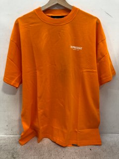 REPRESENT OWNERS CLUB JERSEY TSHIRT IN NEON ORANGE SIZE: M: LOCATION - F13