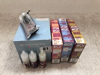 QTY OF ASSORTED VAPE ITEMS TO INCLUDE FEROCIOUS FLAVOURS STRAWBERRY MILKSHAKE FLAVOURED VAPE JUICE 10ML BB: 12/25 (PLEASE NOTE: 18+YEARS ONLY. ID MAY BE REQUIRED): LOCATION - H1