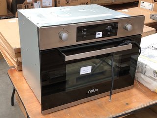 NEUE INTEGRATED COMPACT MICROWAVE OVEN AND GRILL IN STAINLESS STEEL : MODEL NEG440X - RRP £250: LOCATION - A6