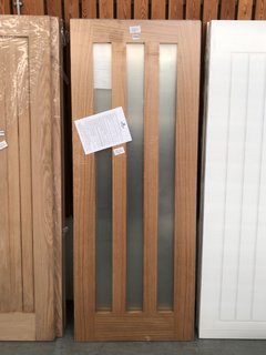 3 X LPD DOORS UTAH 3 LIGHT WITH CLEAR GLASS PRE FINISHED INTERNAL DOORS IN OAK : SIZE 78" X 30" X 35MM: LOCATION - A11