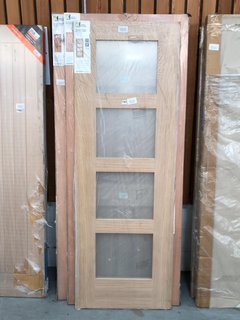 QTY OF ASSORTED INTERNAL DOORS TO INCLUDE XL JOINERY INTERNAL OAK SHAKER WITH OBSCURE GLASS DOOR : SIZE 1981 X 686 X 35MM: LOCATION - A6 (KERBSIDE PALLET DELIVERY)
