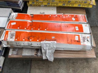 PALLET OF ASSORTED FLOORING AND HARDWARE TO INCLUDE BRITON 376 SERIES PANIC EXIT HARDWARE SETS: LOCATION - B9 (KERBSIDE PALLET DELIVERY)
