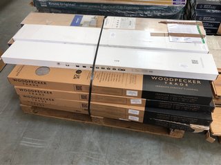 PALLET OF ASSORTED FLOORING TO INCLUDE WOODPECKER TRADE FLOORING PANELS IN GREY WOOD FINISH: LOCATION - B9 (KERBSIDE PALLET DELIVERY)
