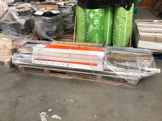 (COLLECTION ONLY) PALLET OF ASSORTED ITEMS TO INCLUDE ASSORTED FLOORING FITTING STRIPS AND EMERGENCY DOOR HARDWARE KITS: LOCATION - C10