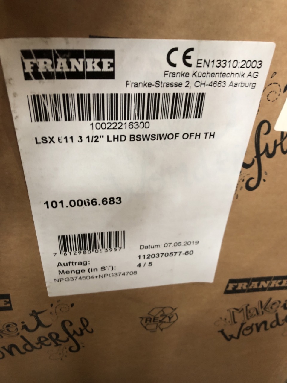 John Pye Auctions FRANKE MAKE IT WONDERFUL SINK RRP £274 LOCATION