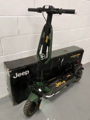 JEEP ADVENTURE ELECTRIC SCOOTER MILITARY GREEN COLOUR, SPLIT LEG WITHOUT CHARGER .