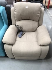 ASTAN RECLINING ARMCHAIR AND STAND UP SEAT SAND COLOUR IS DIRTY SCUFFED 81X76X66CM.