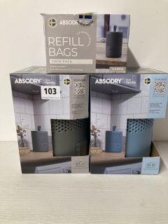 3 X ASSORTED ABSODRY ITEMS TO INCLUDE TWIN PACK REFILL BAGS