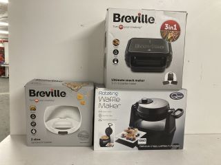 3 X ASSORTED ITEMS TO INCLUDE QUEST ROTATING WAFFLE MAKER