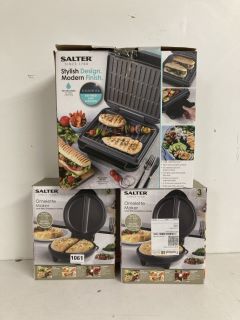 3 X SALTER ITEMS TO INCLUDE OMELETTE MAKER