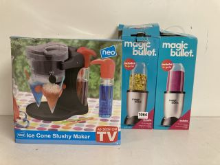 3 X ASSORTED ITEMS TO INCLUDE MAGIC BULLET BLENDER