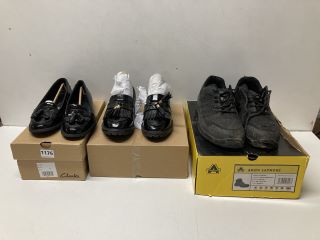3 X ASSORTED FOOTWEAR TO INCLUDE PAIR OF AMBLERS SAFETY TRAINERS BLACK SIZE 10