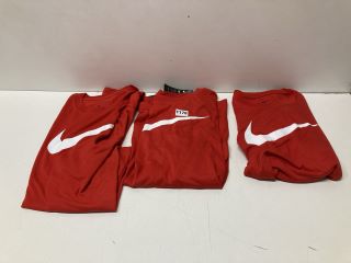 3 X ASSORTED NIKE DRI FIT TRAINING TOPS IN RED