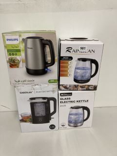 4 X ASSORTED KETTLES TO INCLUDE RAINBEAN