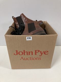 A BOX OF ASSORTED FOOTWEAR TO INCLUDE FAT FACE CHELSEA BOOTS SIZE 41