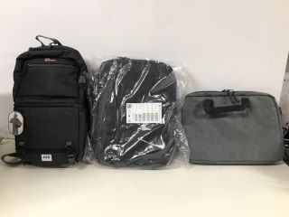 A CAMERA BAG AND TWO LAPTOP BAGS