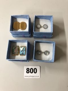 FOUR PAIRS OF BOXED CUFFLINKS