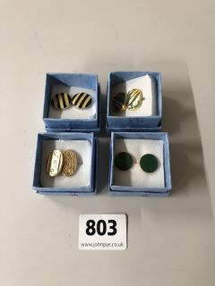 FOUR PAIRS OF BOXED CUFFLINKS